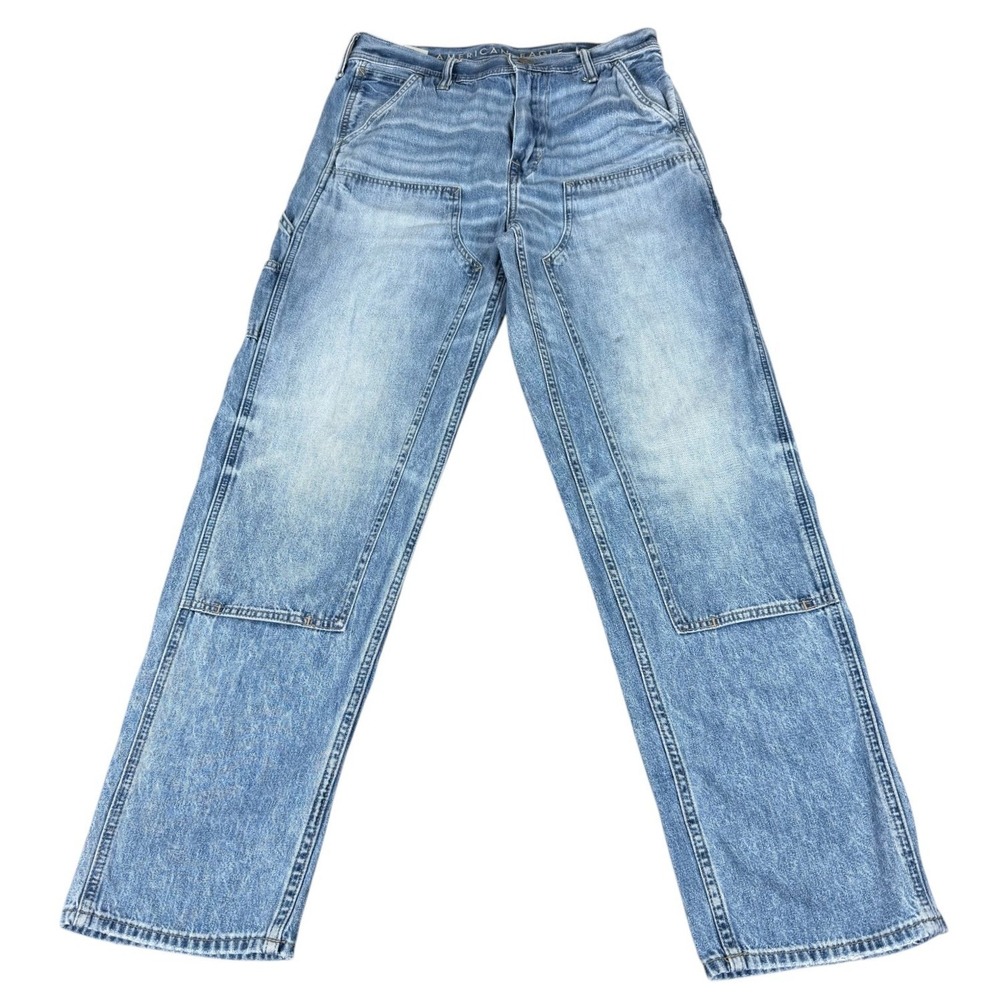 American Eagle Mens 30x34 Carpenter Jeans Double Knee Baggy Blue Workwear